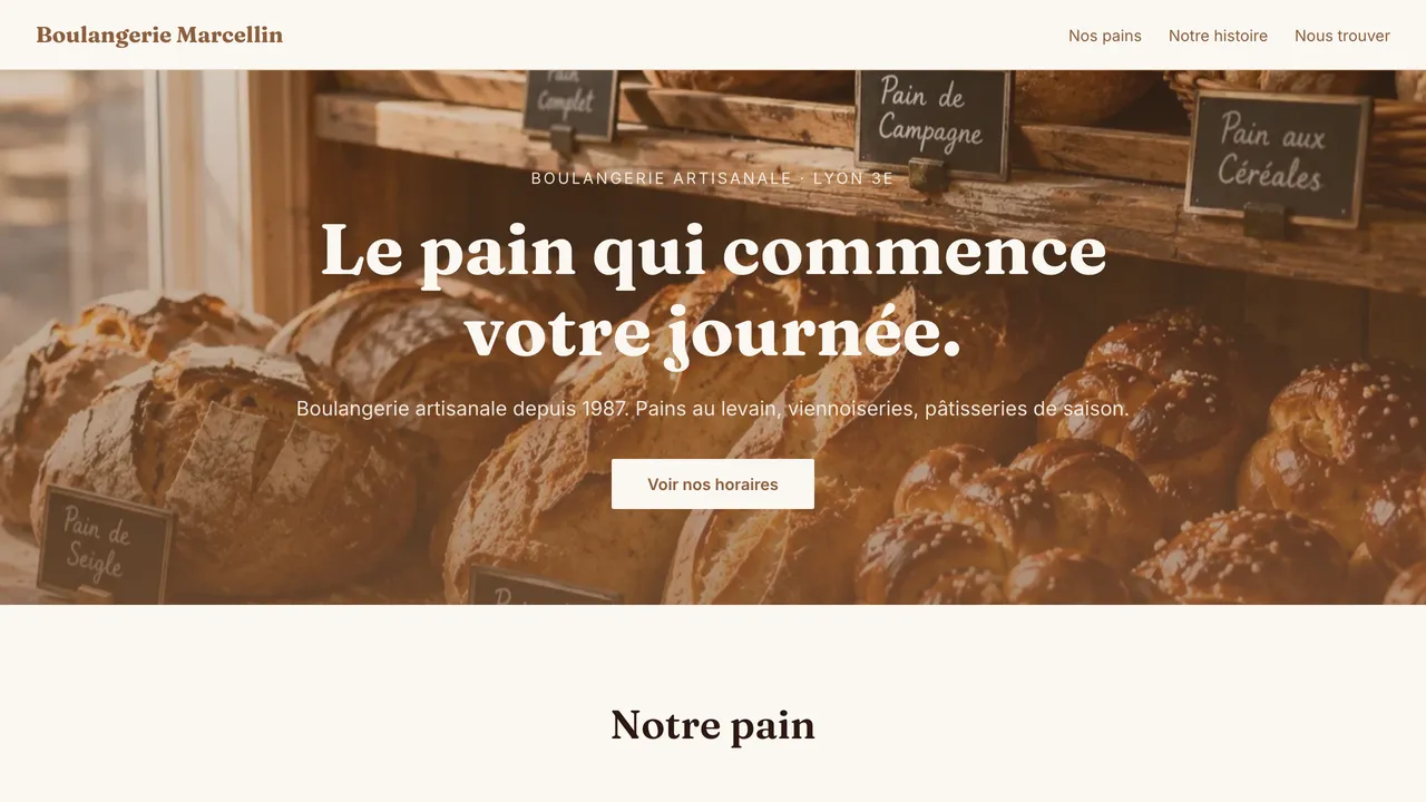 Aperçu d'un site vitrine livré par Webvori