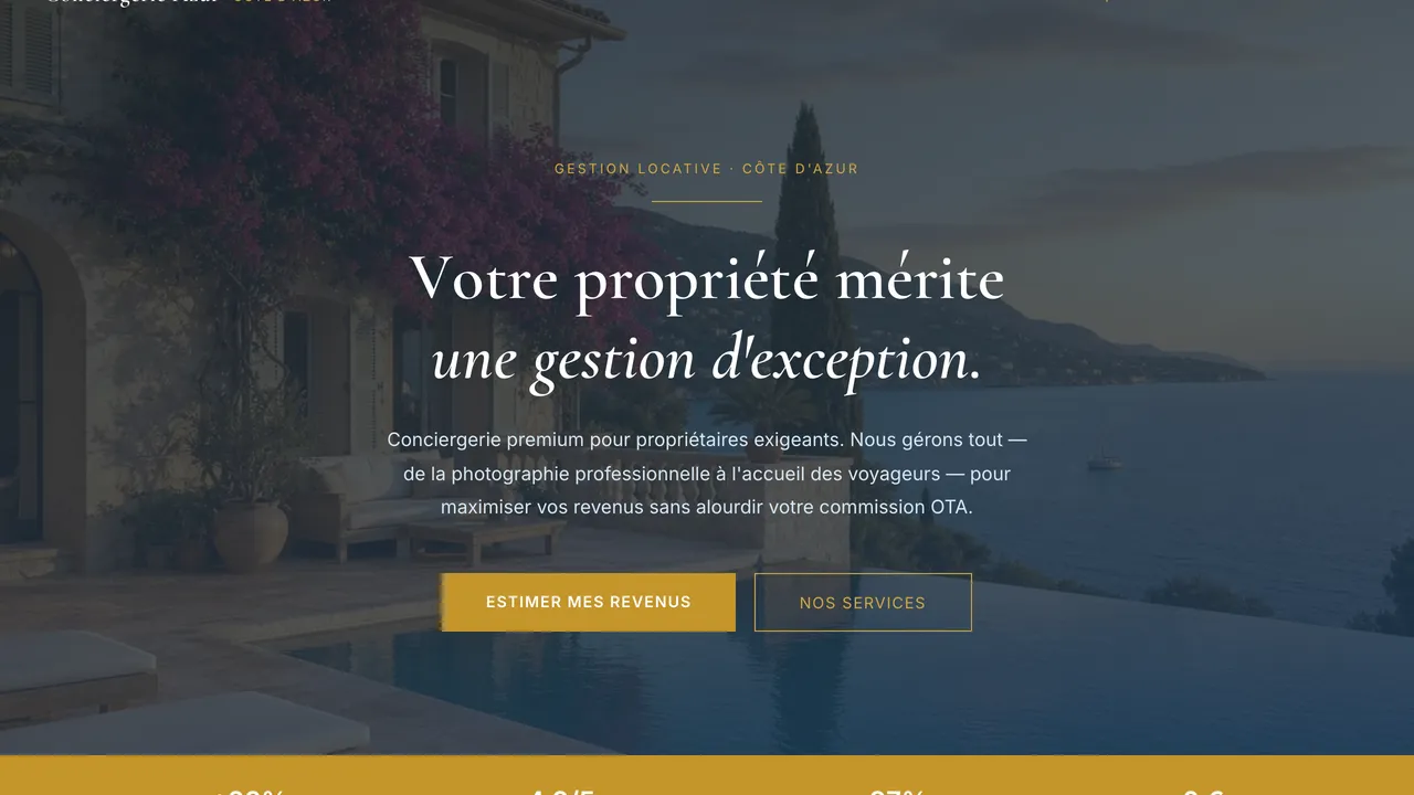 Aperçu du site — Conciergerie Azur