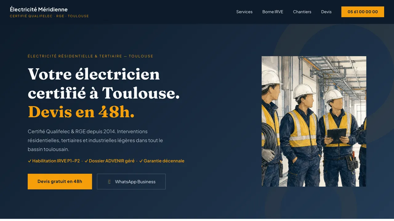 Aperçu du site — Électricité Méridienne
