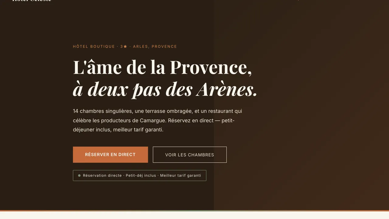 Aperçu du site — Hôtel Céleste