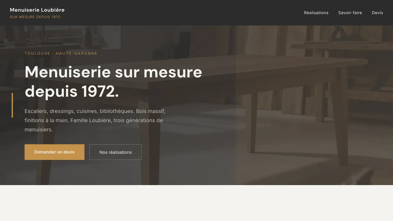 Aperçu du site — Menuiserie Loubière