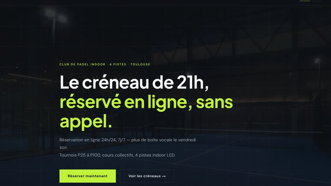 Aperçu du site — Padel Méridien