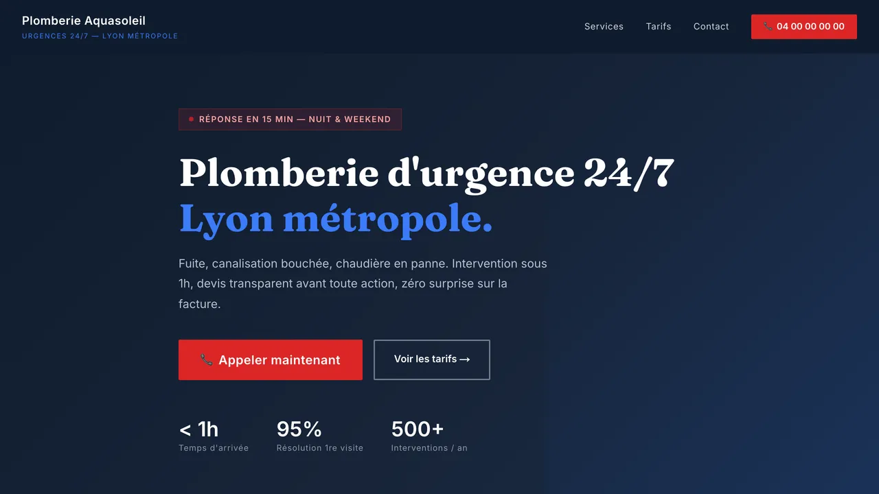 Aperçu du site — Plomberie Aquasoleil