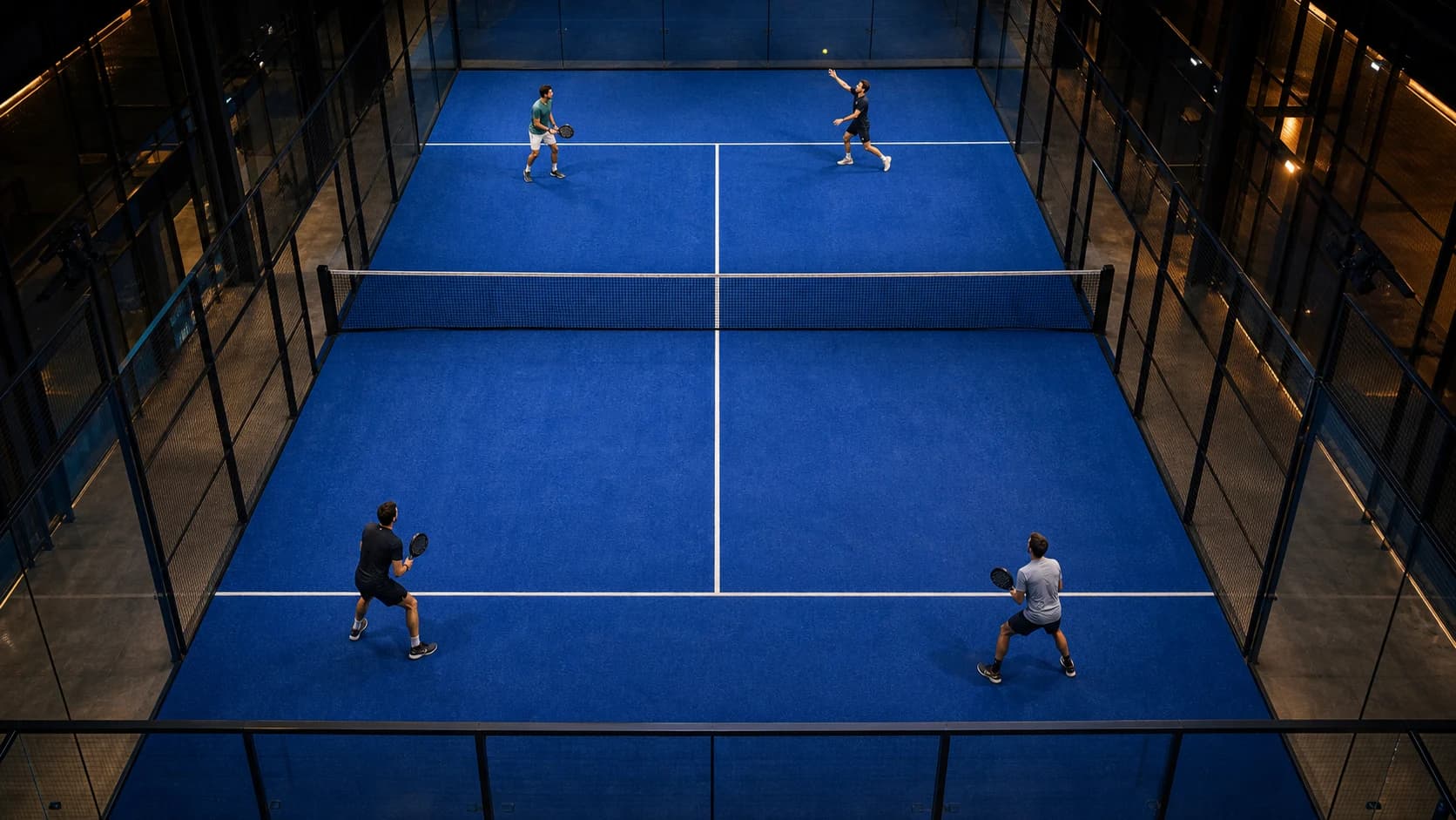 Court de padel vu du dessus — illustration d'un site de réservation pour club de padel